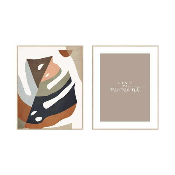 Obrazy v súprave 2 ks 30x40 cm Live the Moment – knor
