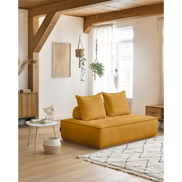 Ženilková pohovka v horčicovej farbe 175 cm Elisa – Bobochic Paris-image-1