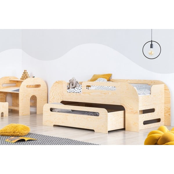 Detská posteľ s výsuvným lôžkom v prírodnej farbe 80x200 cm AIKO – Adeko-image-2