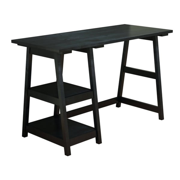 Čierny pracovný stôl z borovicového masívu Perla