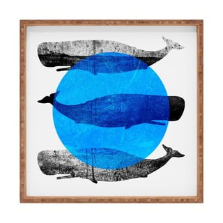 Drevený dekoratívny servírovací podnos Whale, 40 × 40 cm