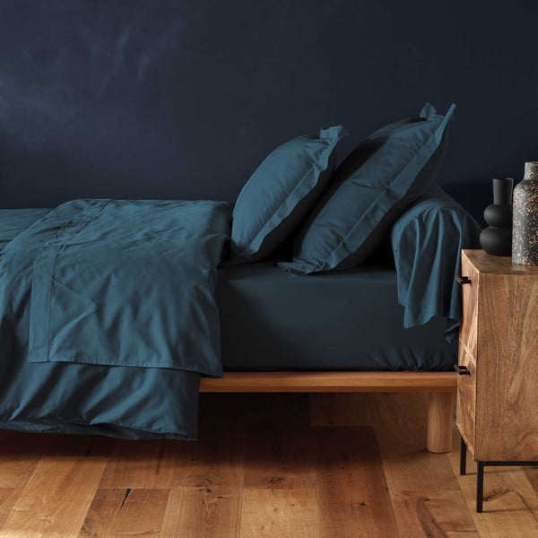 Modrá napínacia bavlnená plachta 160x200 cm Lina – douceur d'intérieur-image-1