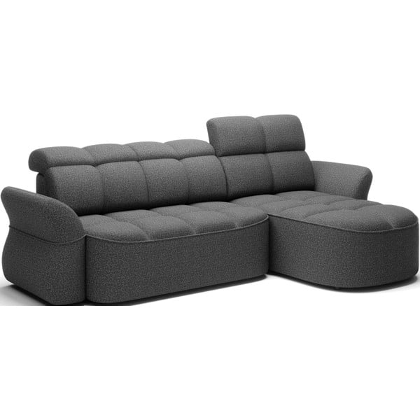 Tmavosivá zamatová rozkladacia/s úložným priestorom rohová pohovka (pravý roh/s leňoškou) Beneth – ELTAP-image-2