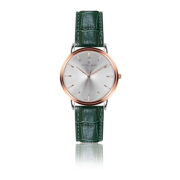 Pánske hodinky s tmavozeleným remienkom z pravej kože Frederic Graff Rose Breithorn Croco Dark Green