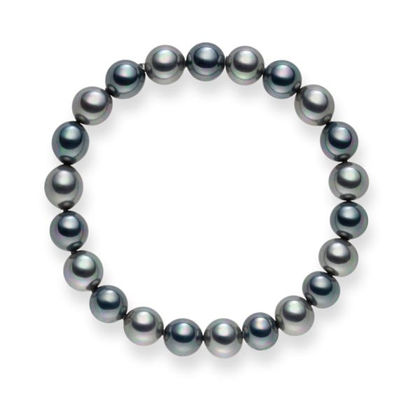 Antracitovostrieborný perlový náramok Pearls Of London Mystic, 19 cm