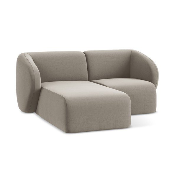 Svetlohnedá zamatová rohová pohovka (ľavý roh/s leňoškou) Lani – Makamii-image-4