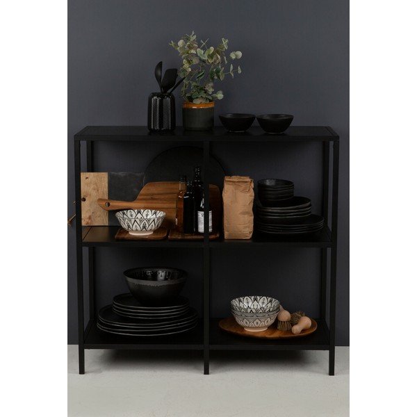 Čierny kovový regál Canett Lite, šírka 100 cm-image-1