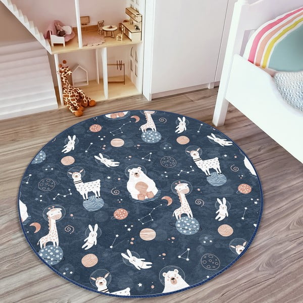 Tmavomodrý detský koberec ø 120 cm Comfort – Mila Home-image-4