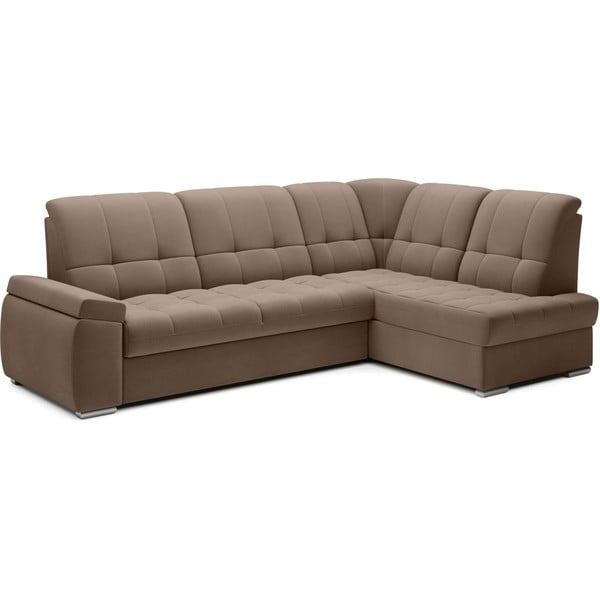 Hnedá zamatová rozkladacia/s úložným priestorom rohová pohovka (pravý roh/do L) Sado – ELTAP-image-2