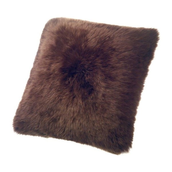 Hnedý vlnený vankúš z ovčej kožušiny Auskin Duff, 50 × 50 cm