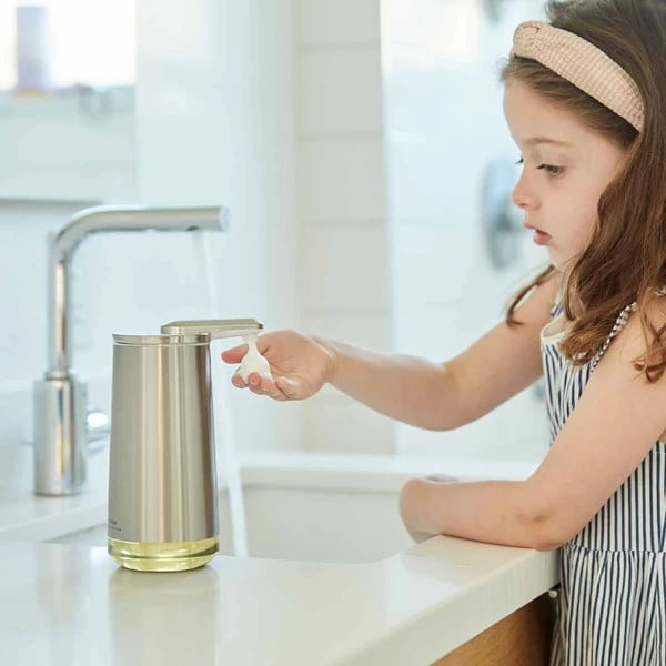 Sivý automatický oceľový dávkovač mydla 266 ml - simplehuman-image-1