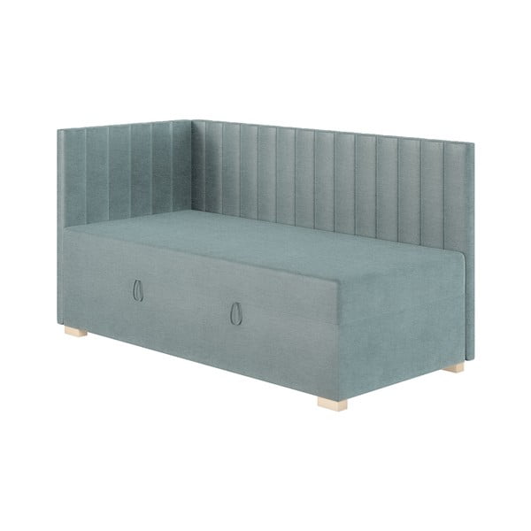 Modrá rohová detská posteľ s úložným priestorom s matracom 90x200 cm Snugi – Ghado-image-3