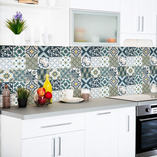 Sada 24 samolepiek na stenu Ambiance Azulejos Rony, 10 × 10 cm-image-3
