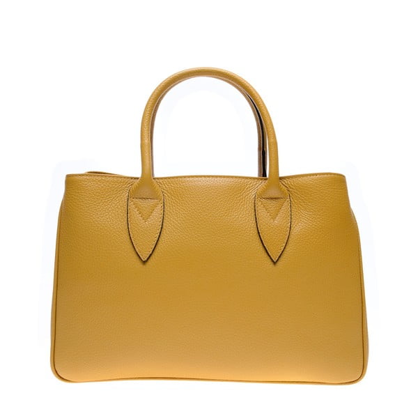 Žltá kožená kabelka Anna Luchini, 23 x 34.5 cm