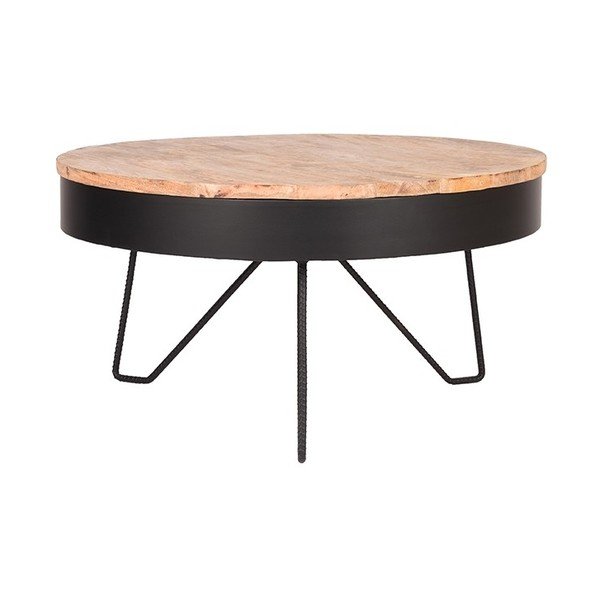 Čierny konferenčný stolík s doskou z mangového dreva LABEL51 Saran, ⌀ 80 cm-image-2