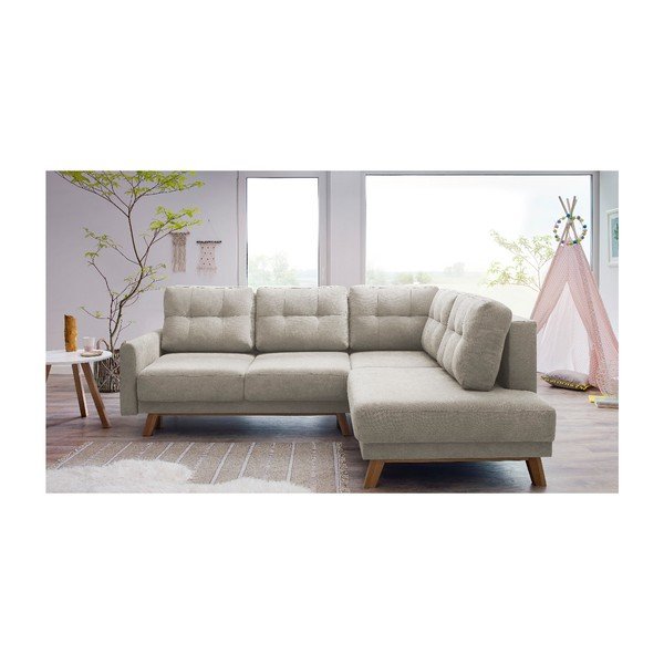 Béžová rozkladacia rohová pohovka Bobochic Paris Balio, pravý roh, 244 cm-image-2