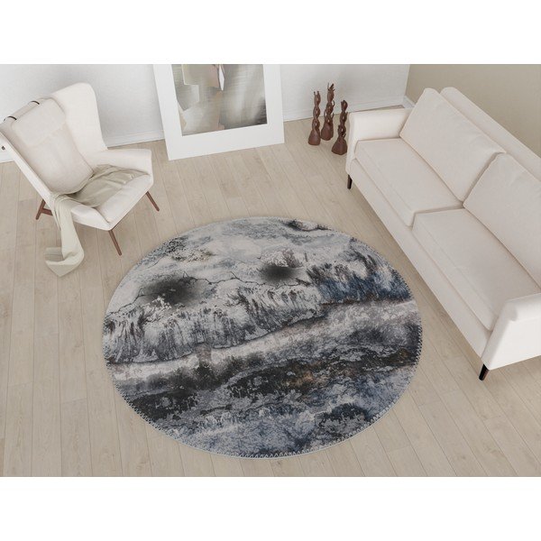 Sivý umývateľný okrúhly koberec ø 80 cm – Vitaus-image-1