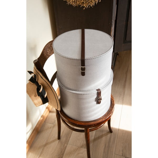 Svetlosivé kartónové úložné boxy v súprave 2 ks s vekom ø 37,5x25,5 cm Rut Canvas Paper Laminate – Bigso-image-2