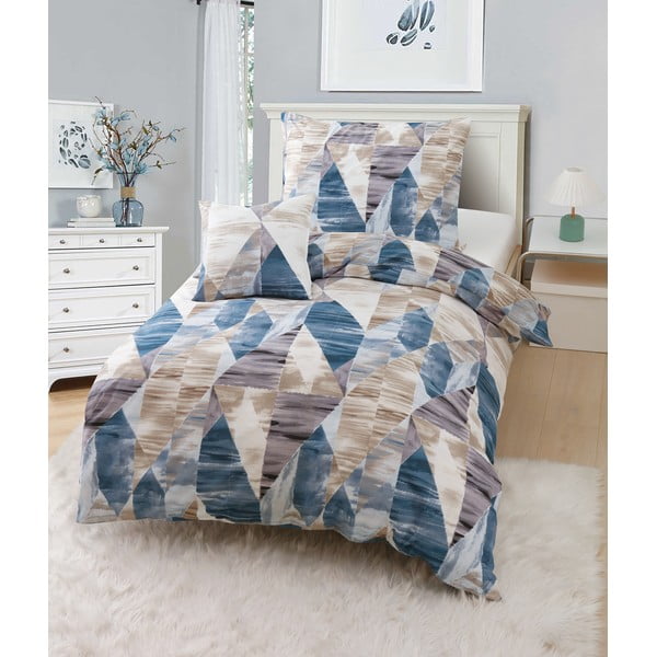 Modro-hnedé 3dielne obliečky na jednolôžko z mikrosaténu 140x200 cm Eden – JAHU collections