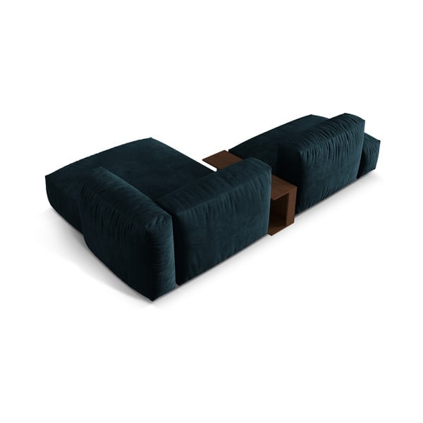 Tmavomodrá zamatová modulárna rohová pohovka (pravý roh/s leňoškou) Martina – Micadoni -image-3