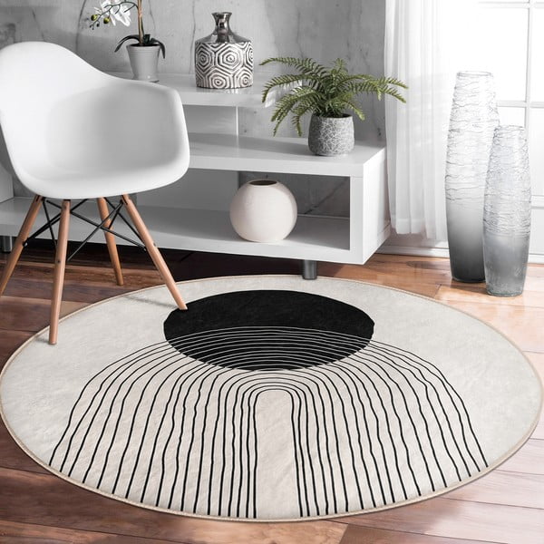 Krémovobiely prateľný okrúhly koberec ø 120 cm Comfort – Mila Home-image-4
