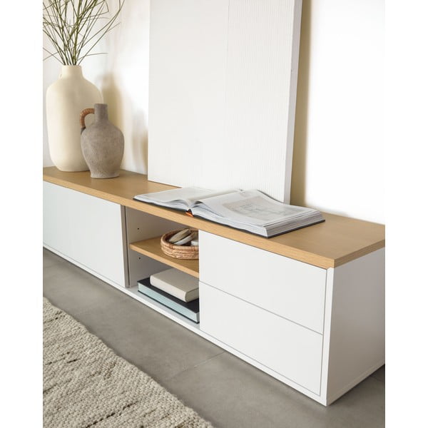 Biely TV stolík 200x44 cm Abilen – Kave Home-image-1