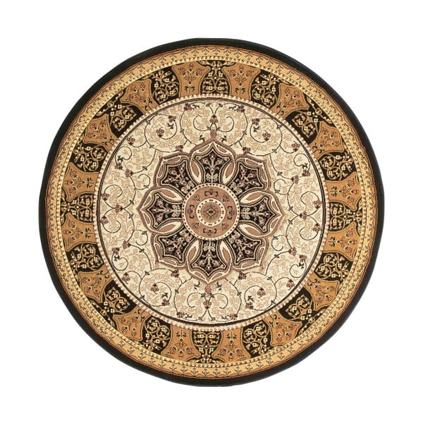 Čierno-béžový okrúhly koberec ø 150 cm Heritage – Think Rugs