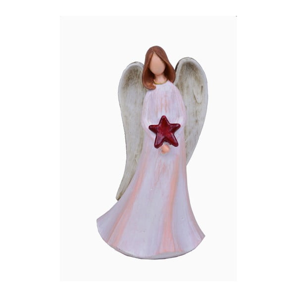 Dekoratívny anjel s červenou hviezdou Ego Dekor Lilith, výška 15 cm