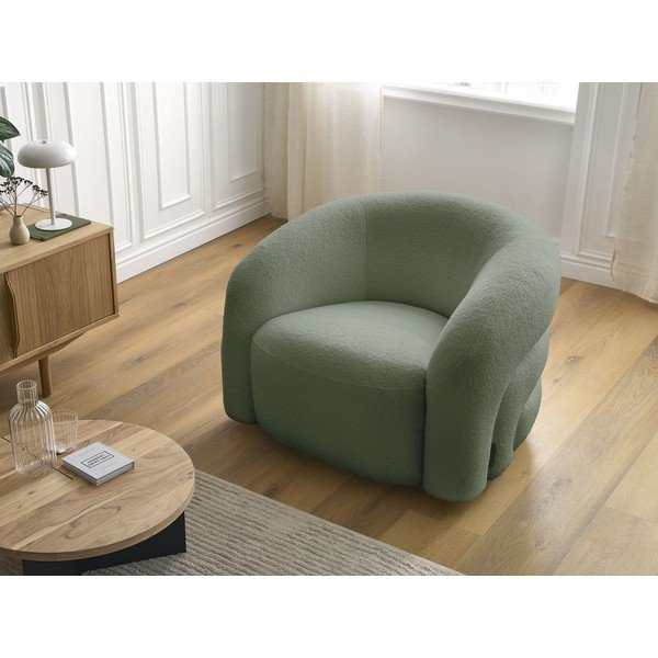 Zelené otočné kreslo z textílie buklé Elina – Bobochic Paris-image-1