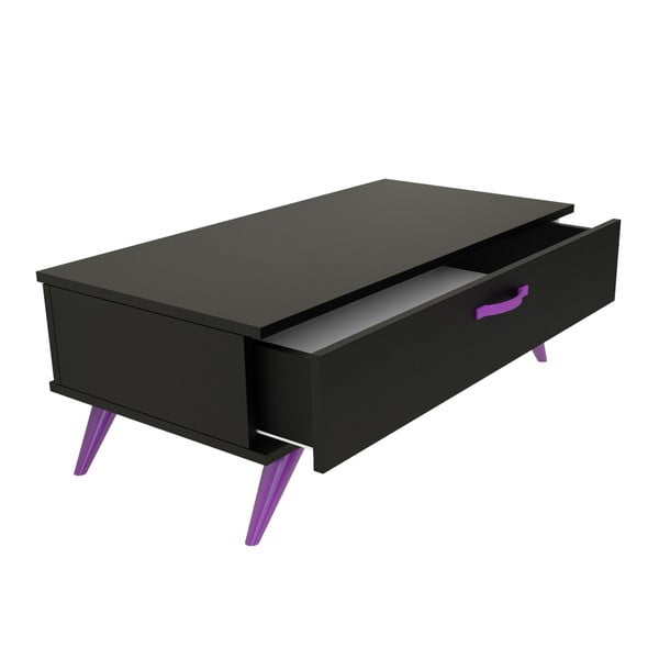 Čierny konferenčný stolík s fialovými nohami Magenta Home Coulour Series
