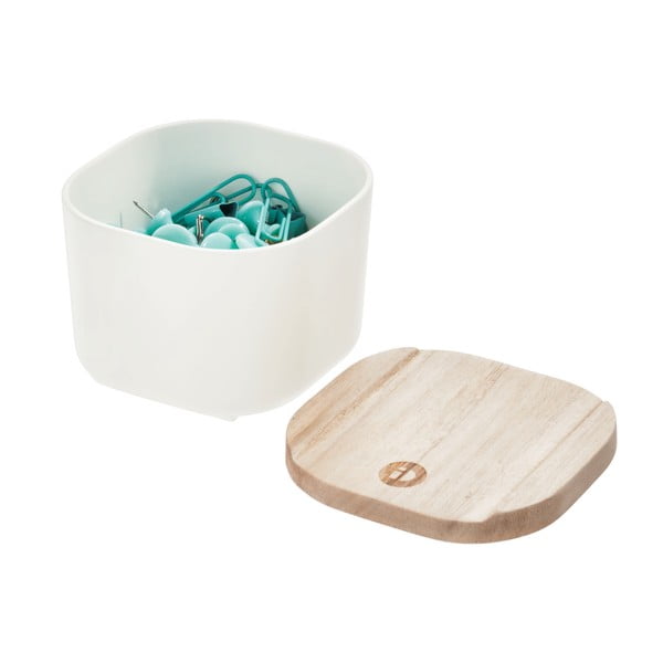 Biely úložný box s vekom z dreva paulownia iDesign Eco, 9 x 9 cm-image-3