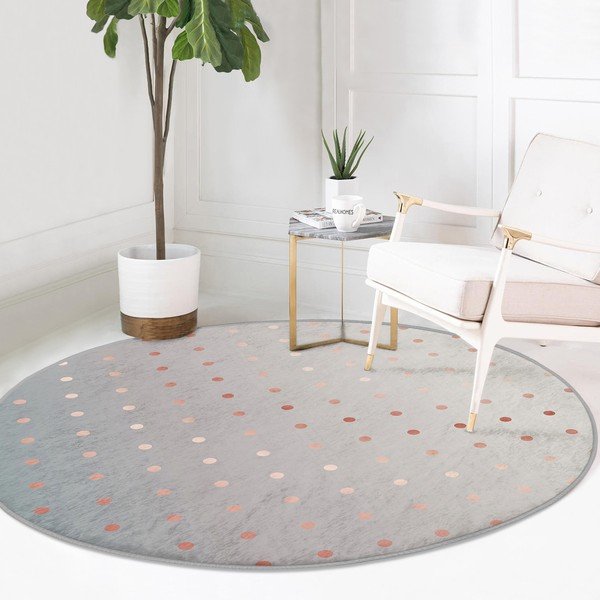 Prateľný okrúhly koberec v sivo-medenej farbe vhodný pre robotické vysávače ø 80 cm Comfort – Mila Home-image-3