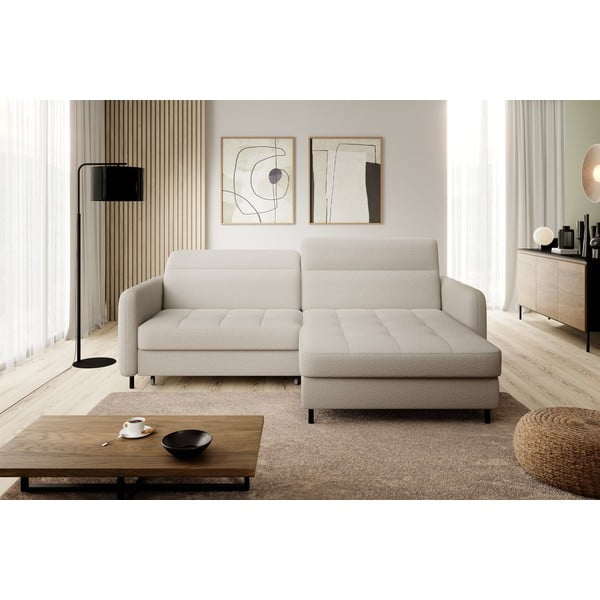 Béžová rozkladacia/s úložným priestorom rohová pohovka z textílie buklé (pravý roh/s leňoškou) Gomsi – ELTAP-image-3