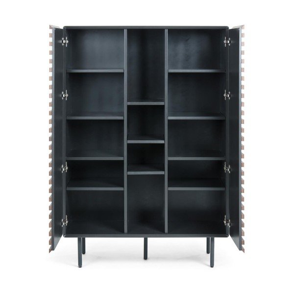 Čierna/v prírodnej farbe skrinka v dekore orecha 105x155x40 cm Kesia – Kave Home-image-3