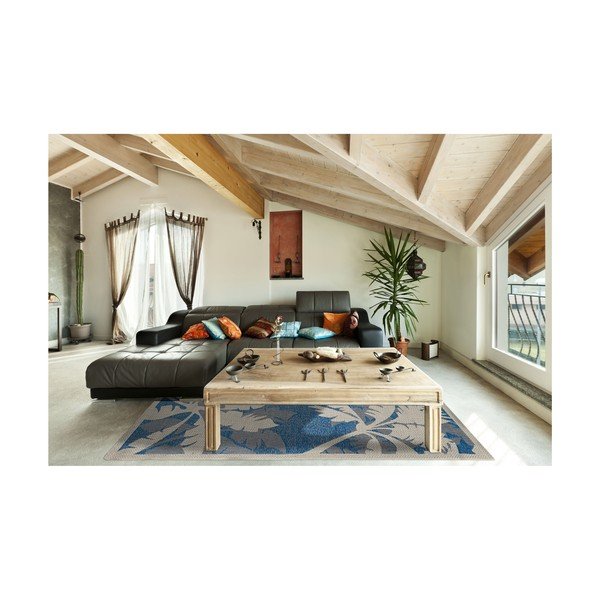 Modro-sivý vonkajší koberec Floorita Palms Blue, 160 x 230 cm-image-3