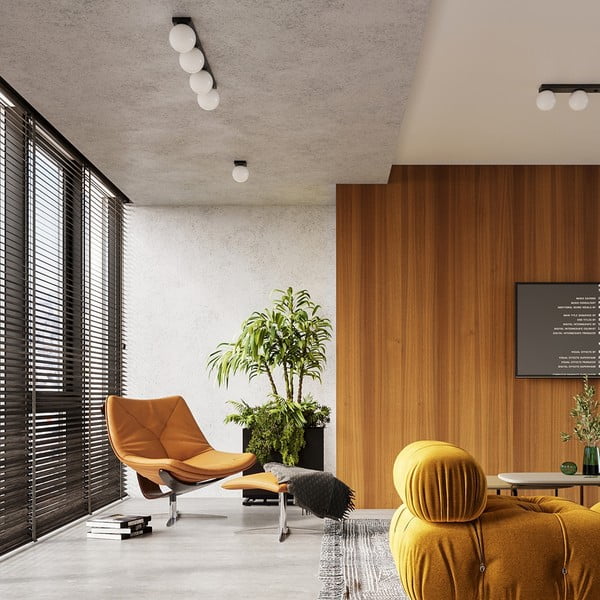 Čierne stropné svietidlo so skleneným tienidlom ø 12 cm Umerta – Sollux-image-1