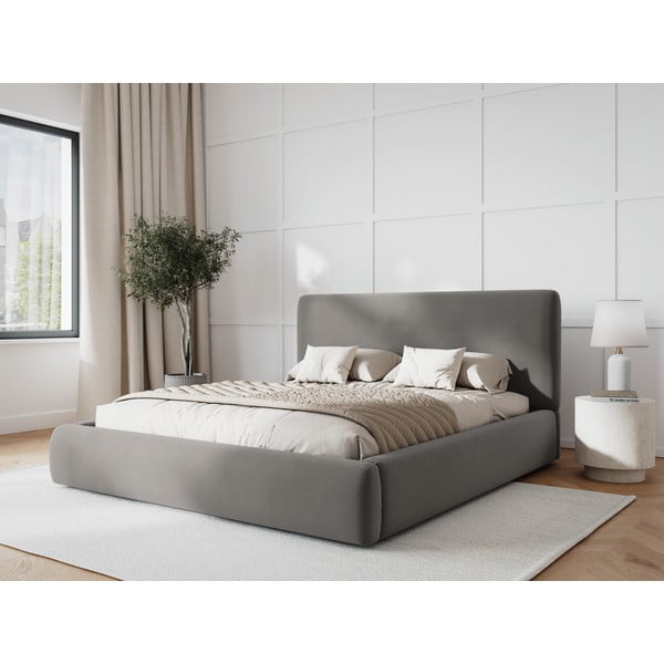 Sivá čalúnená dvojlôžková posteľ s úložným priestorom s roštom 180x200 cm Colonel – Cosmopolitan Design-image-1