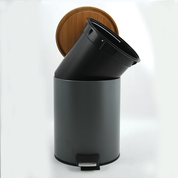 Tmavosivý nášľapný oceľový odpadkový kôš 5 l Adonis – Spirella-image-2