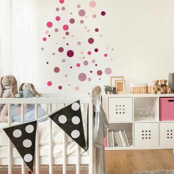 Sada 100 ružových nástenných samolepiek Ambiance Round Stickers-image-3