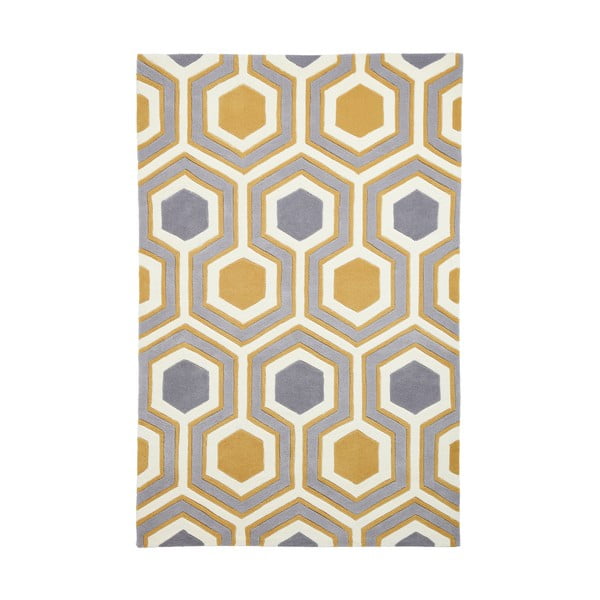 Žltý koberec Think Rugs Hong Kong Hexagon, 150 x 230 cm