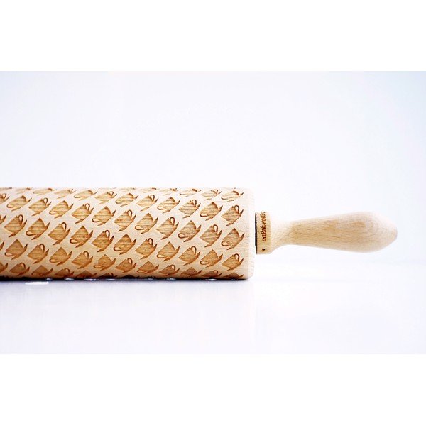 Drevený embosovaný valček na cesto Valek Tea Cups-image-2