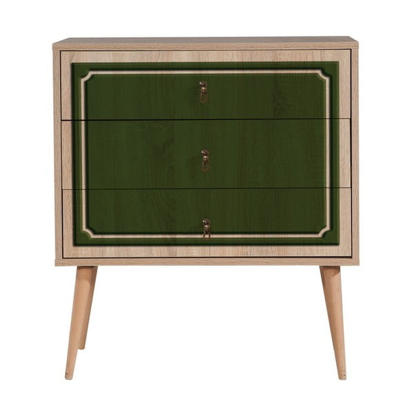 Komoda s 3 zásuvkami Trio Green Moood, 80 × 90 cm