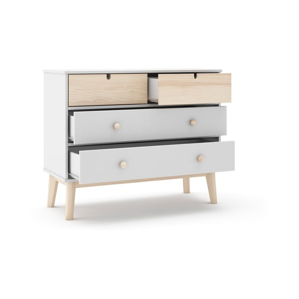 Biela nízka detská komoda 100x81 cm Estefania – Marckeric-image-4