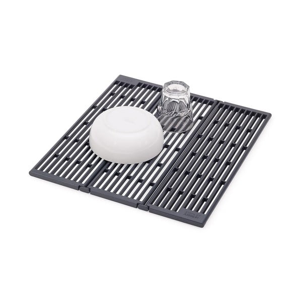 Sivá nastaviteľná plastová odkvapkávacia mriežka na drez 43x13 cm Platform – Joseph Joseph