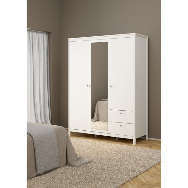 Biela šatníková skriňa so zrkadlom 150x199x58 cm Madrid – Tvilum-image-3