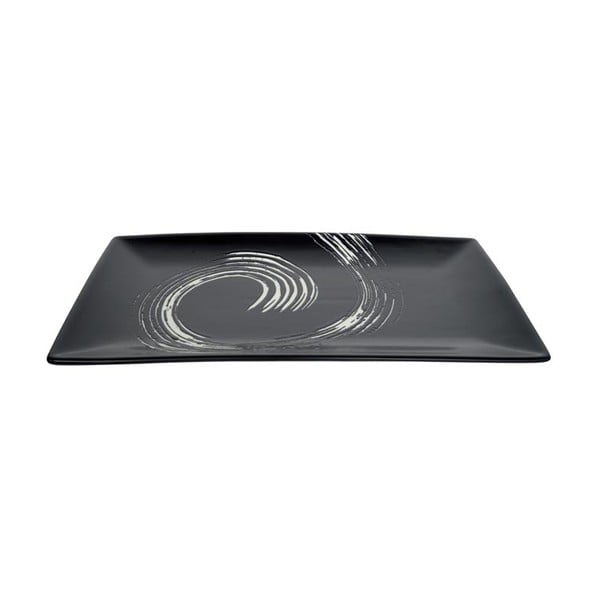 Čierny obdĺžnikový tanier Tokyo Design Studio Maru, 34 × 19 cm