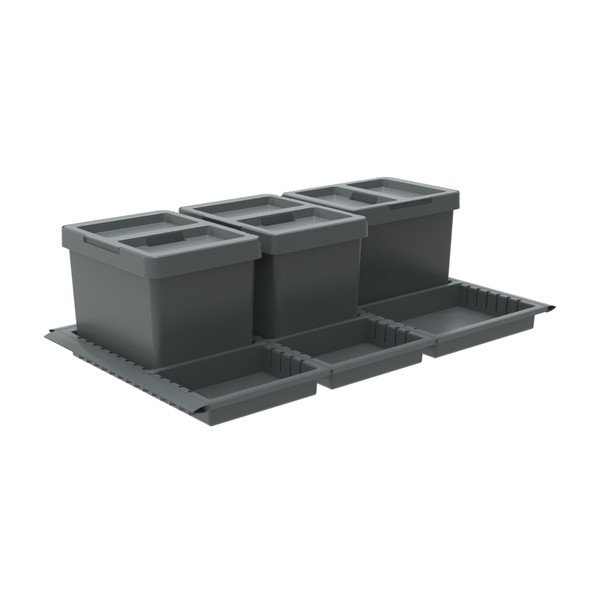 Sivý plastový odpadkový kôš 3x12 l na triedený odpad/vstavaný Metropolis Flip-up – Elletipi
