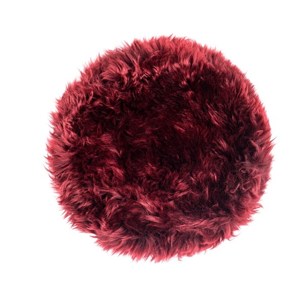 Červený vankúš na sedenie z ovčej kožušiny na jedálenskú stoličku Royal Dream Zealand Round, ⌀ 70 cm