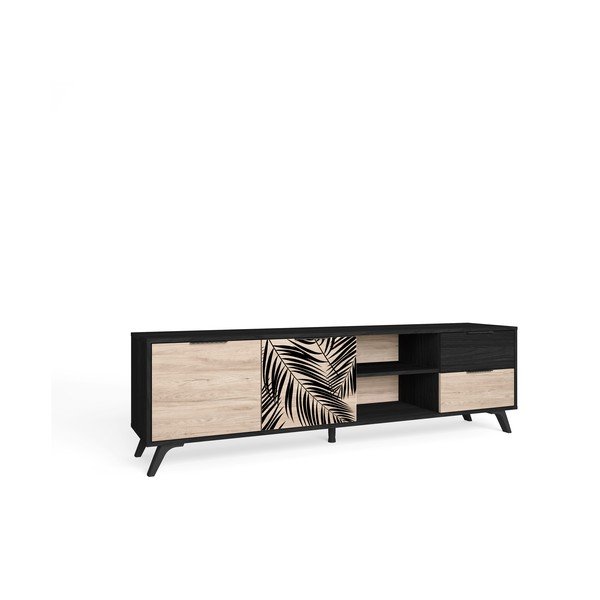 Čierny TV stolík v dekore duba 181x53 cm Palmera - Marckeric-image-2