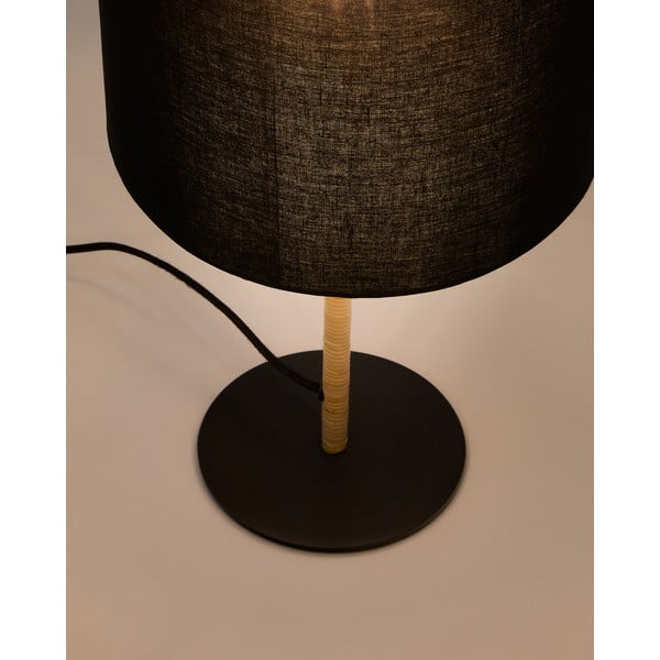 Čierna stolová lampa s textilným tienidlom (výška 45 cm) Pina – Kave Home-image-2